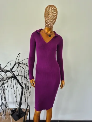 Robe Longue Femme Manches Longues Violette Taille S/M