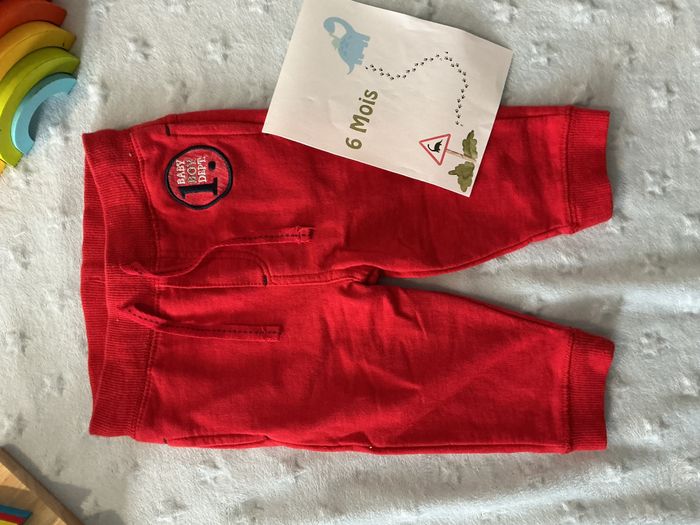 pantalon de jogging rouge taille élastique et lien de serrage 6 mois orchestra - photo numéro 3
