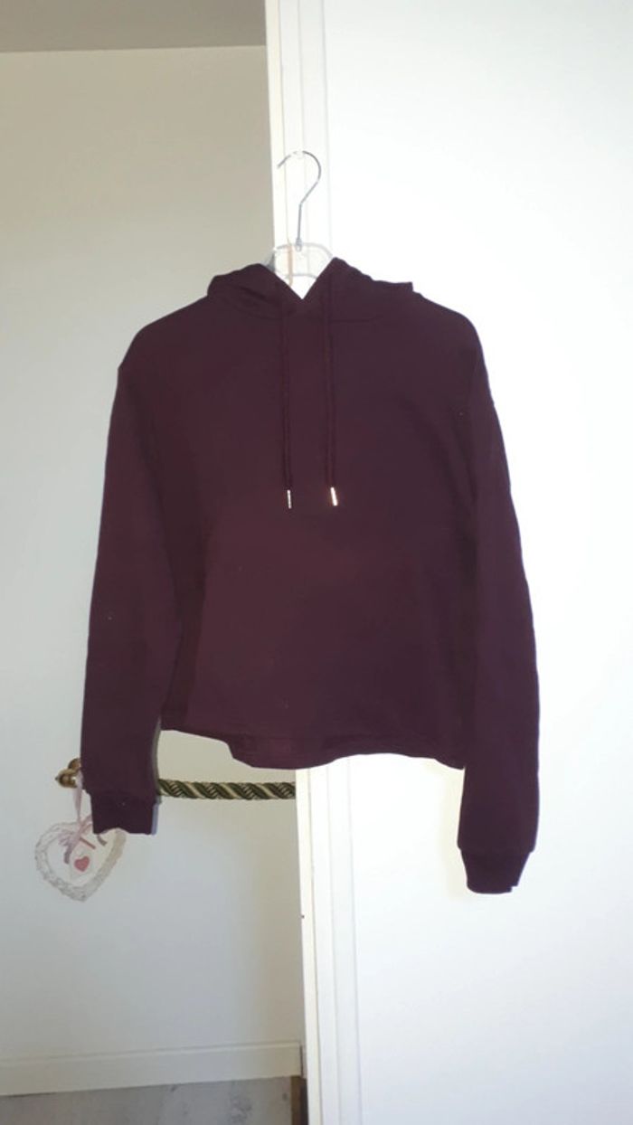 Sweat bordeau a capuche - photo numéro 1