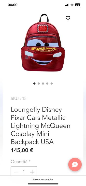 Loungefly Disney Pixar Cars Metallic Lightning McQueen Cosplay Mini Backpack USA