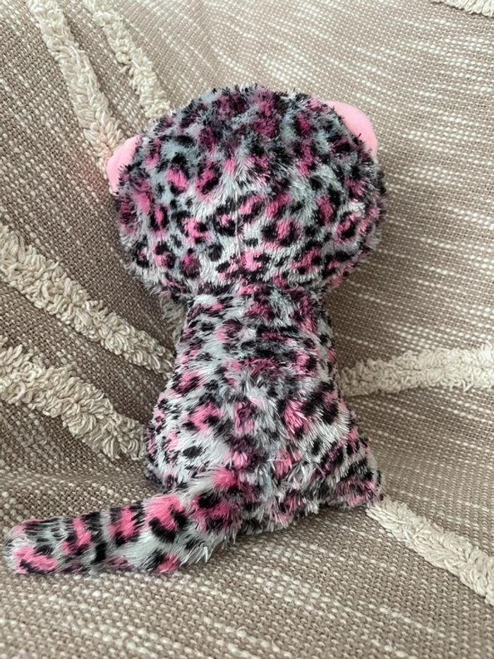 Peluche doudou 24cm TY chat léopard guépard rose gris et noir très bon état - photo numéro 3