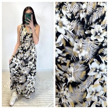 Robe Longue motifs floraux et tropicales
