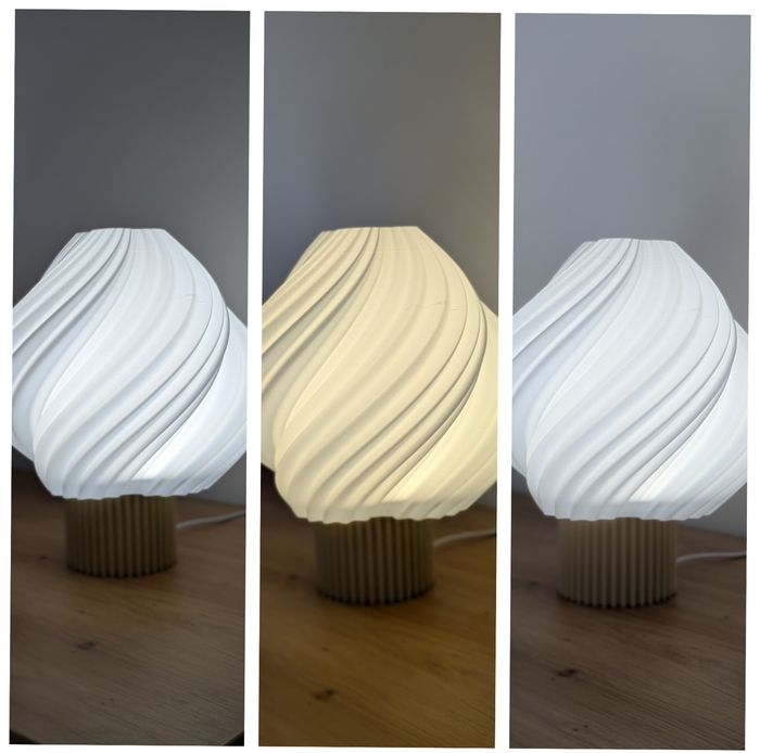 Lampe design blanche socle beige - photo numéro 5