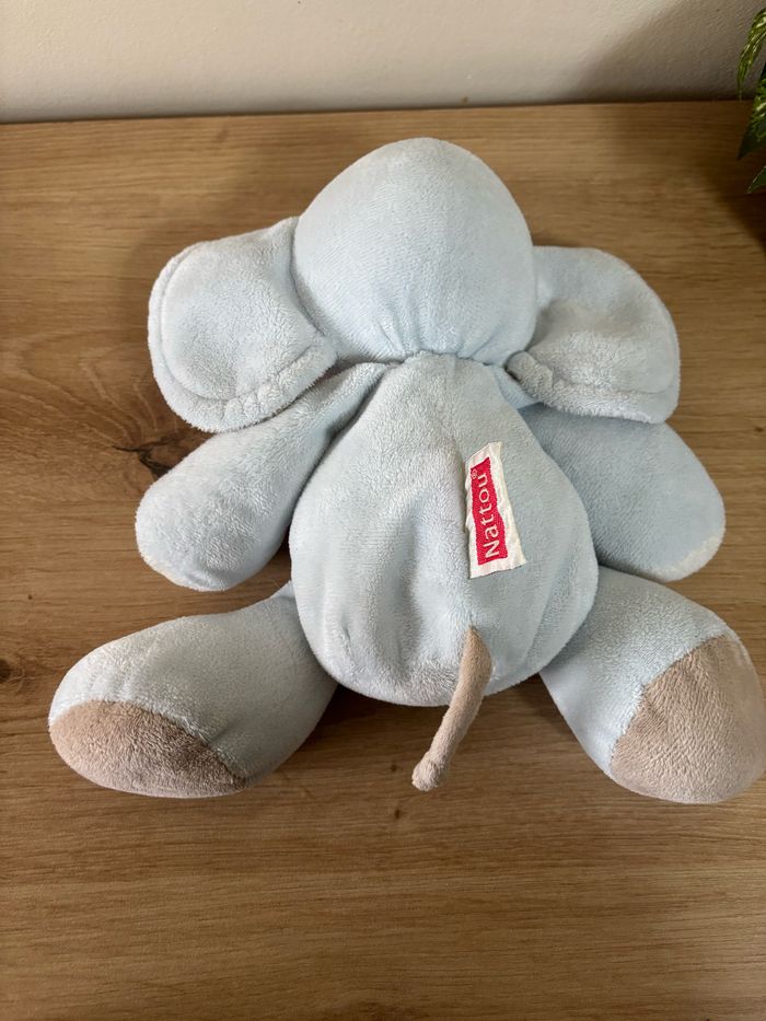 Doudou éléphant bleu beige les rigolos nattou - photo numéro 3