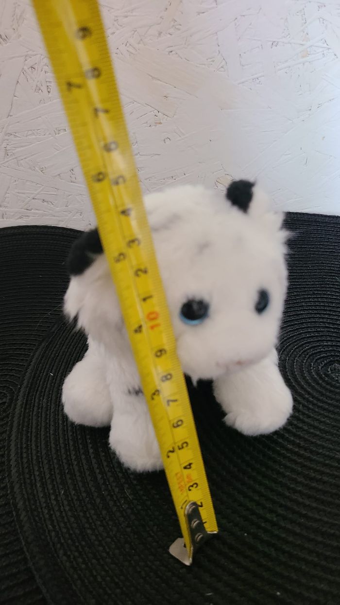 Petite peluche doudou tigre blanc  gros yeux bleus rayé noir  gipsy - photo numéro 4
