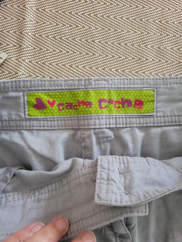 Cache cache short lin coton gris taille 40 - photo numéro 5