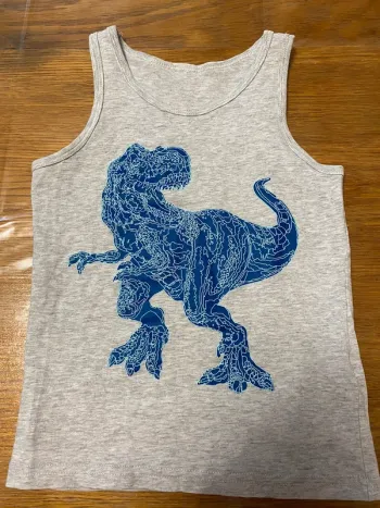 Débardeur garçon gris dinosaure T-Rex – 3 ans, été