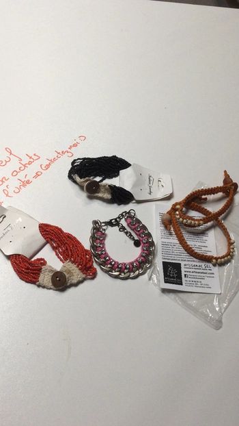 Lot de 5 bracelets thème bohème nature Neuf artisanat