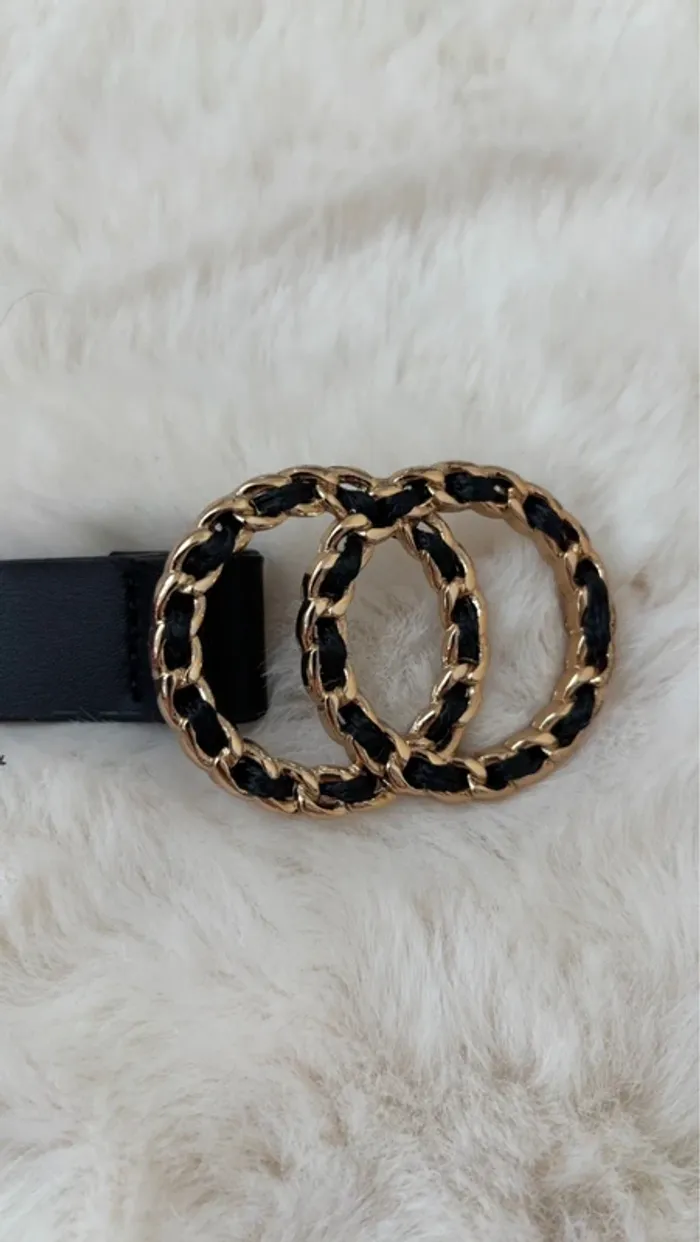 Ceinture noire et dorée double boucle - photo numéro 3