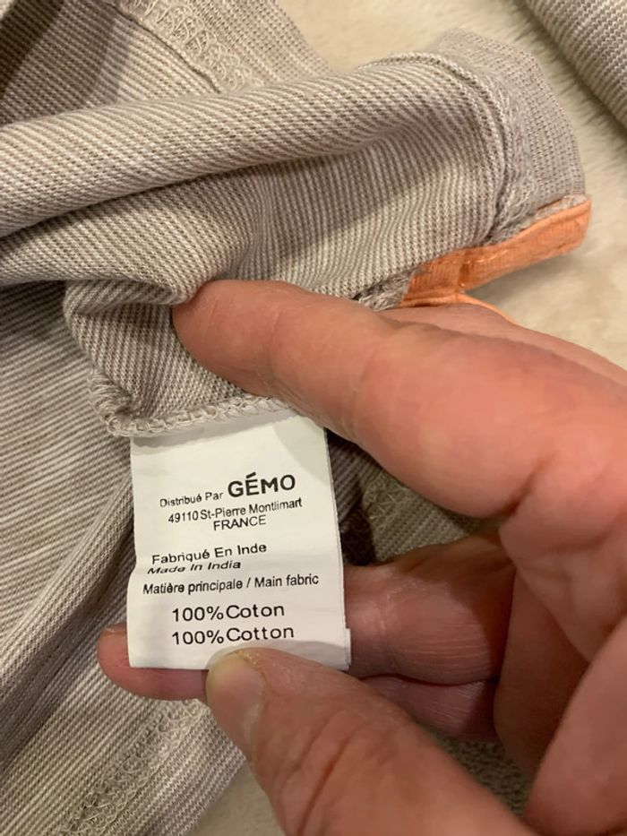 Tee-Shirt Manches Longues Gémo Taupe et Blanc 6M - photo numéro 8