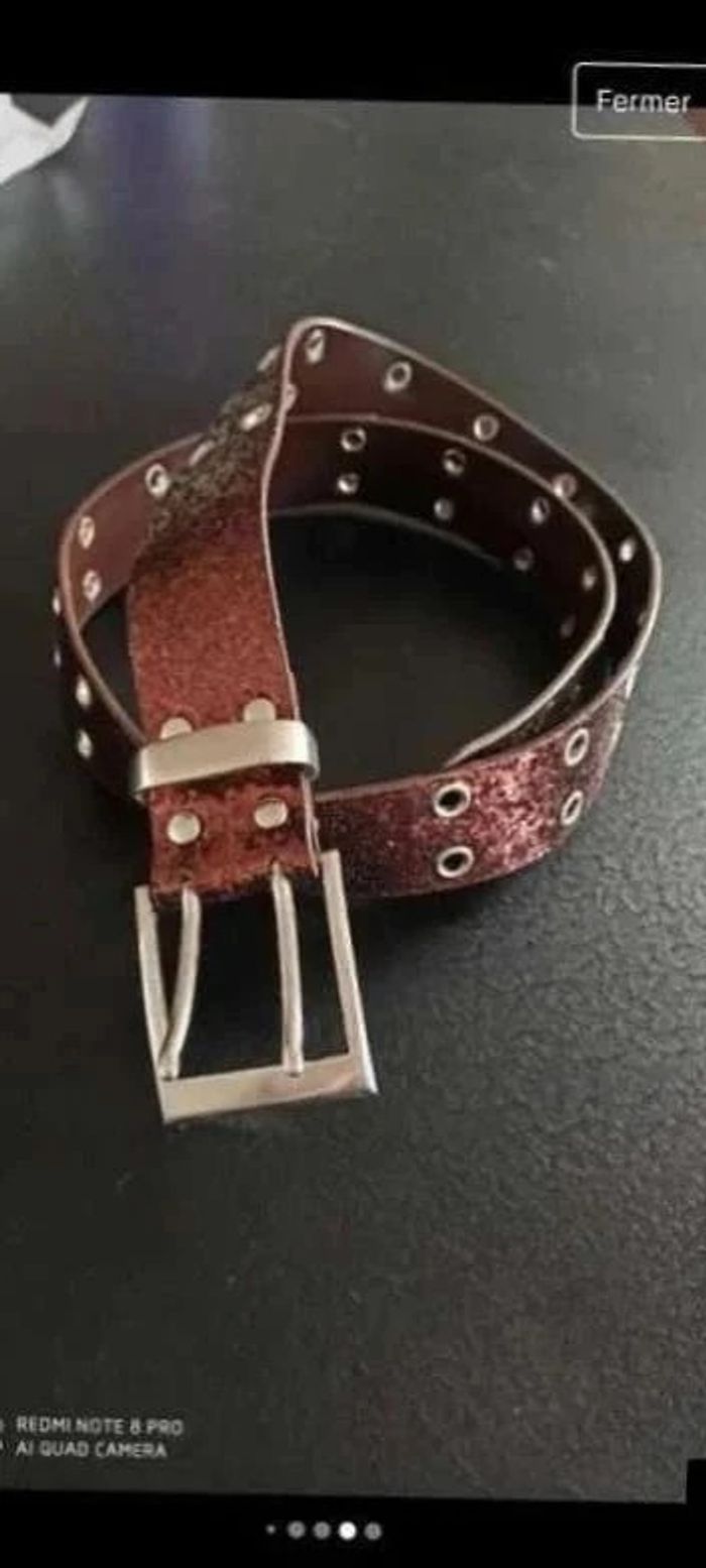 Ceinture marron brillante 105 cm - photo numéro 4