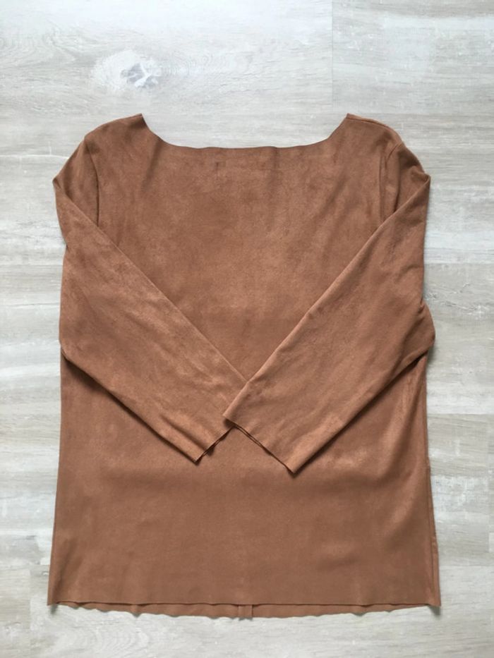 Blouse manches 3/4 « Vero Moda » camel imitation cuir suédé taille M - photo numéro 2