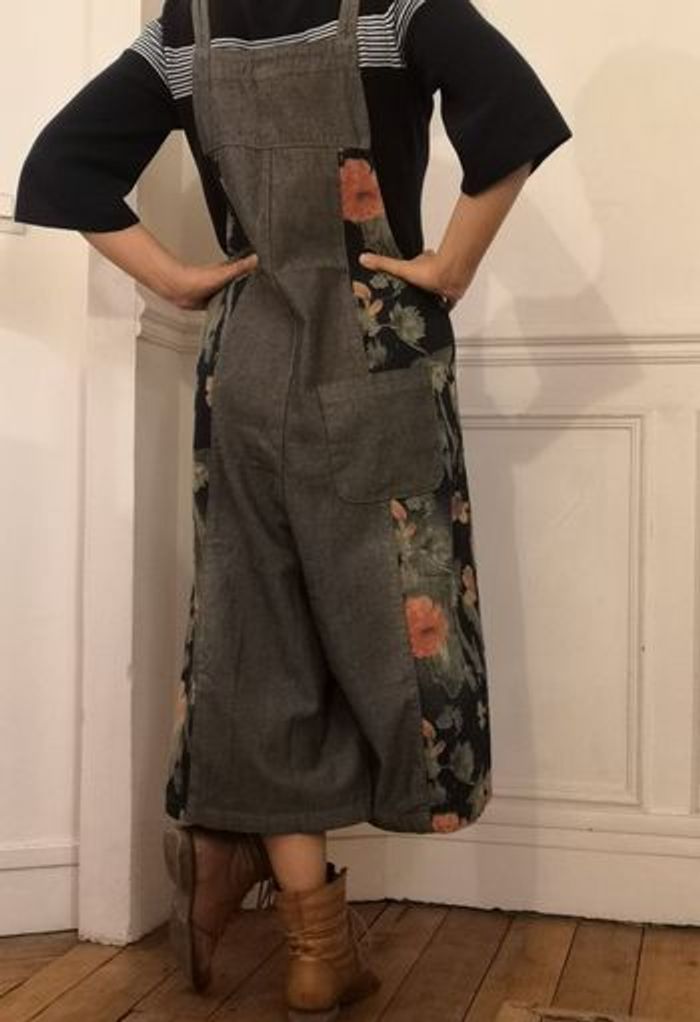 Salopette en jean fleuri / combinaison en denim fleuri - photo numéro 5