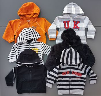 Lot de 6 gilets sweat zippés à capuche 12 mois garçon