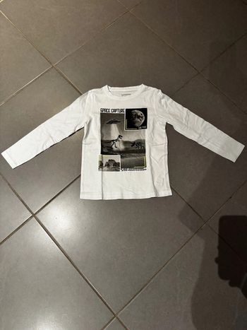 T shirt manches longues - Inextenso - Space capture / Code 77222 / Mars - Blanc - 8 ans