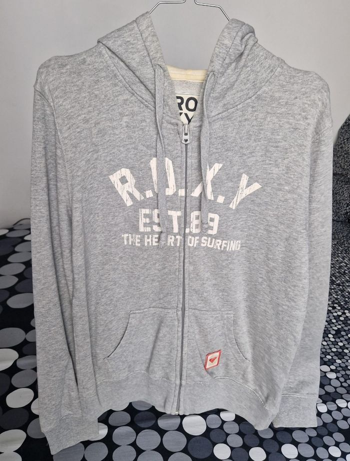 Veste à capuche zippé Roxy gris chiné – “The Heart of Surfing” - photo numéro 2
