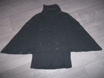Pull poncho gris ajouré taille 36/38 TBE