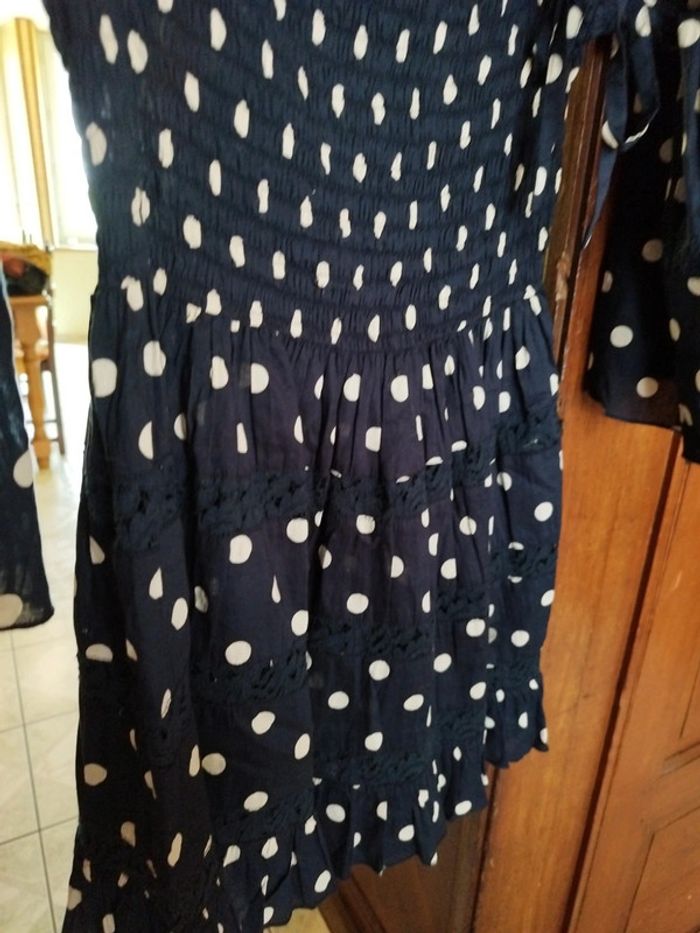 Top bleu marine femme pois vintage S/M y2k - photo numéro 6