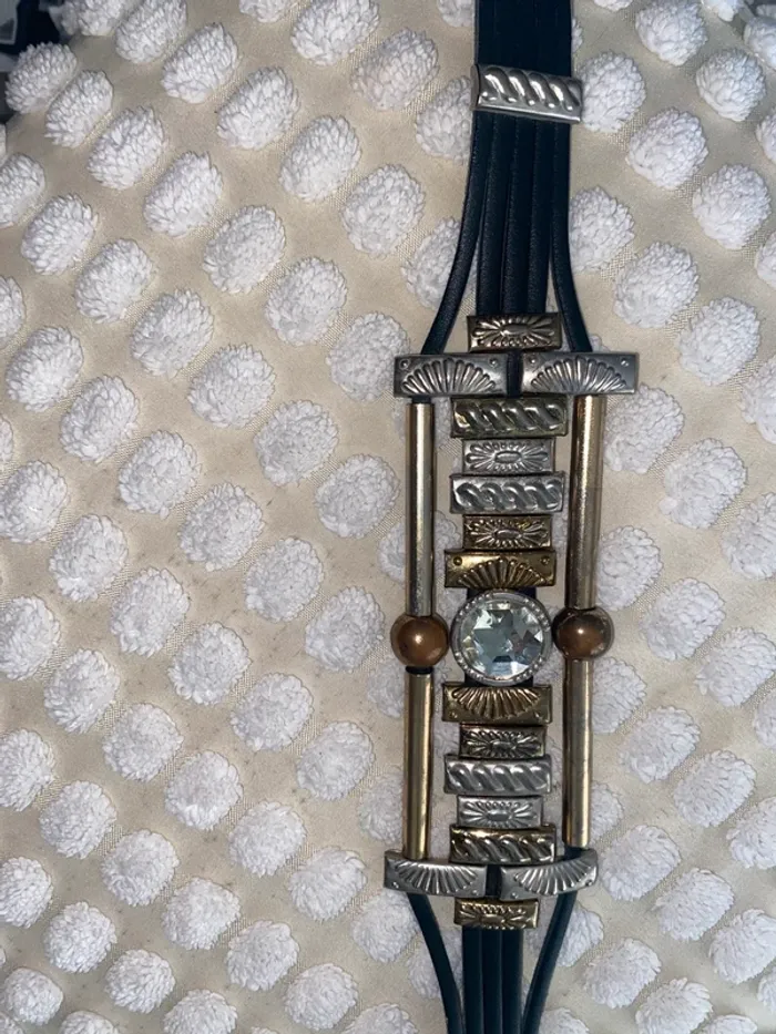 Ceinture vintage en cuir et strass - photo numéro 6