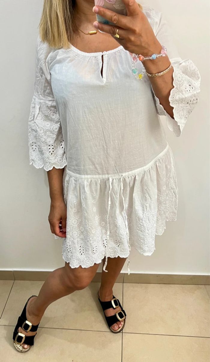 💎Robe Tunique blanche brodée Comptoir des Cotonniers – Taille 38