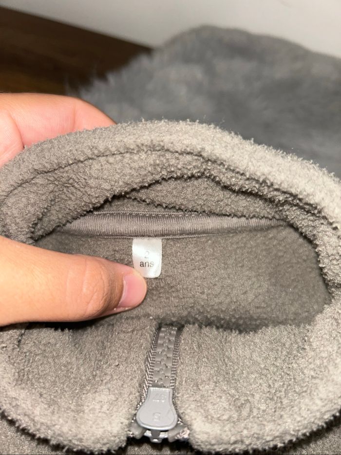 Gilet à zip kaki bien chaud - 2 ans - photo numéro 3