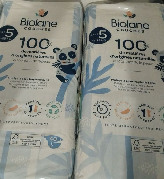 Lots 2 paquets de couches biolane taille 5