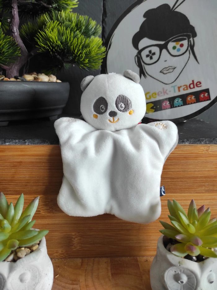 Doudou Panda Gris Blanc Jaune Empreinte Edon Sucre D'orge #geektradedoudou