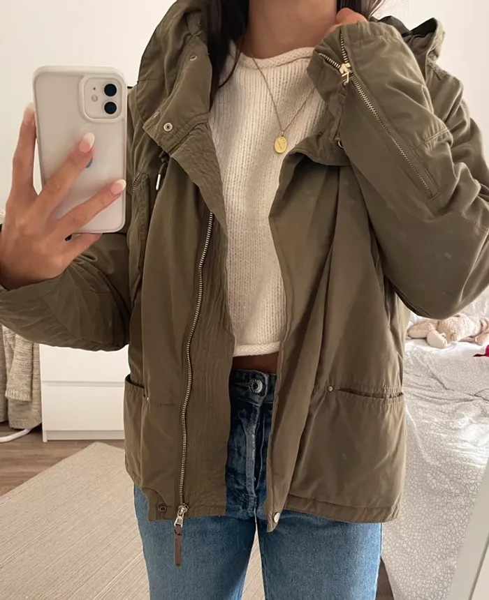 Veste manteau Kaki Zara - photo numéro 2