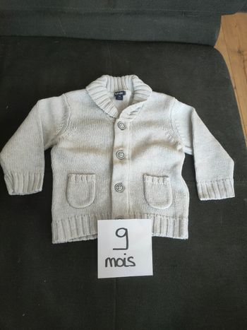 Gilet manches longues en mailles gris clair pour bébé garçon 9 mois Kiabi
