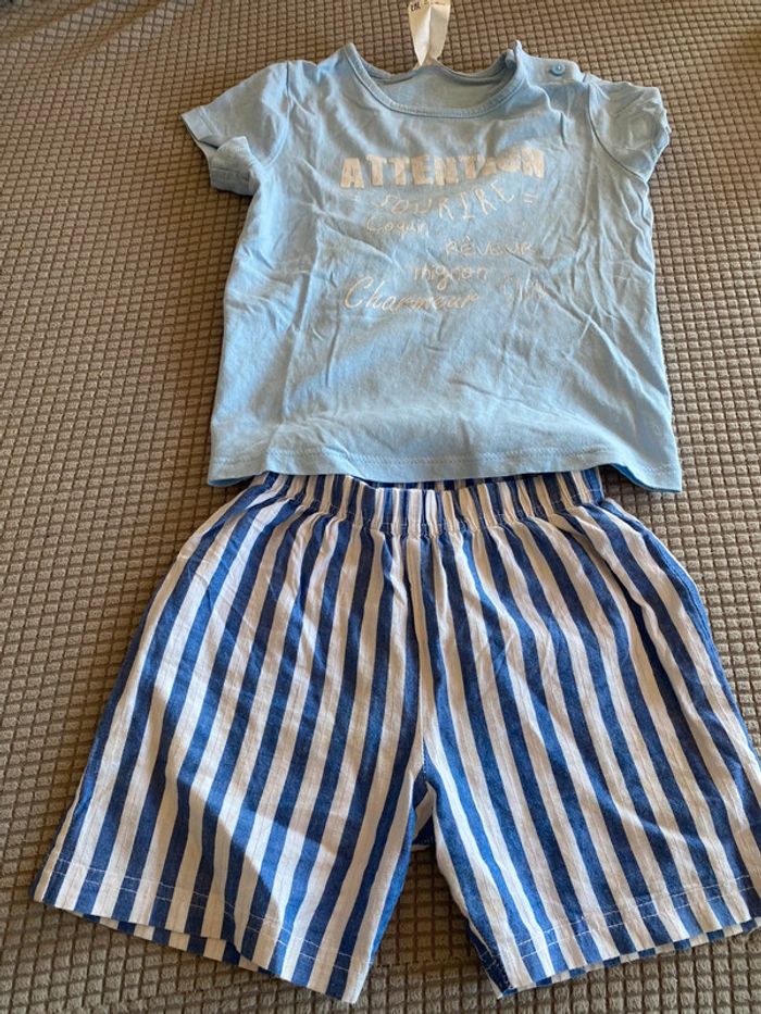 Ensemble marin bébé garçon ou fille polo t-shirt + short 24 mois 18/24mois m - photo numéro 2