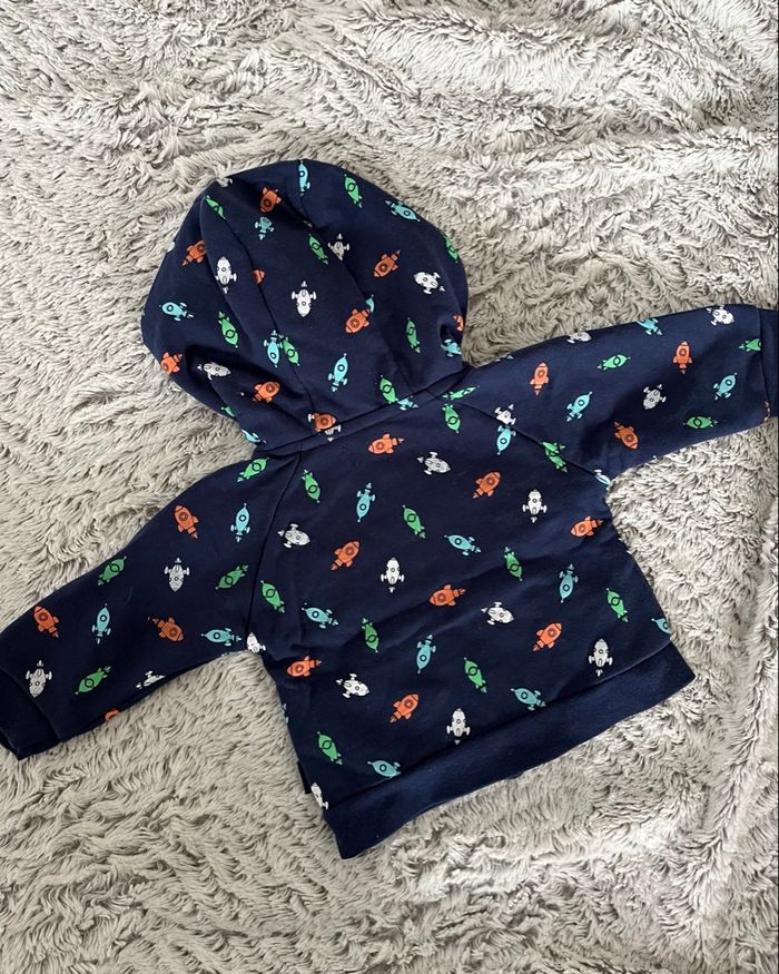 Sweat à capuche zippée 3mois fusée - photo numéro 2