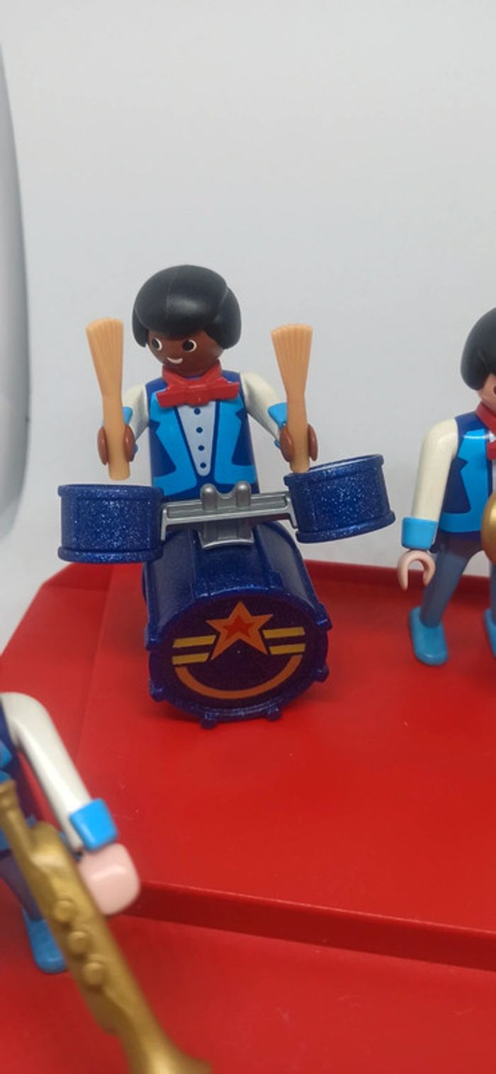 groupe de musiciens vintage avec instruments de musique et scène playmobil - photo numéro 3