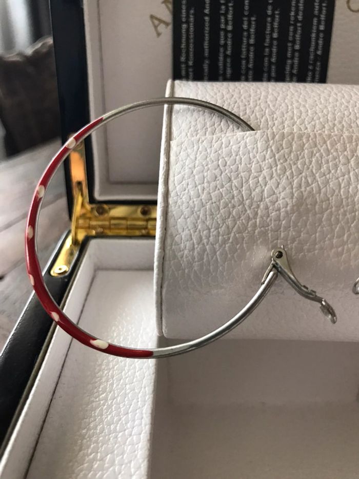 Magnifique paire de boucles d’oreilles anneaux rouges - photo numéro 2