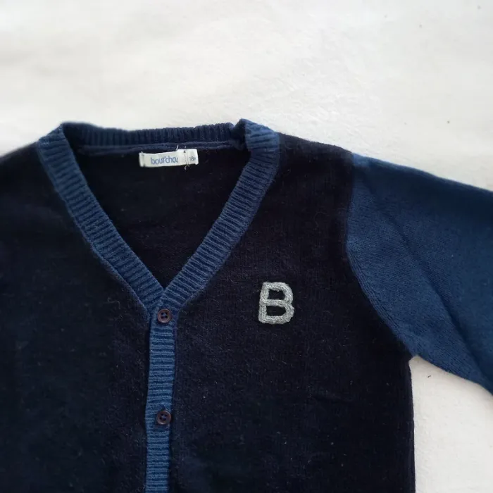 18 mois- Gilet bleu "Bout'chou" coton et laine - photo numéro 2