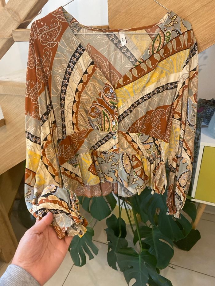 Blouse mango taille M motif cachemire terra cota - photo numéro 4