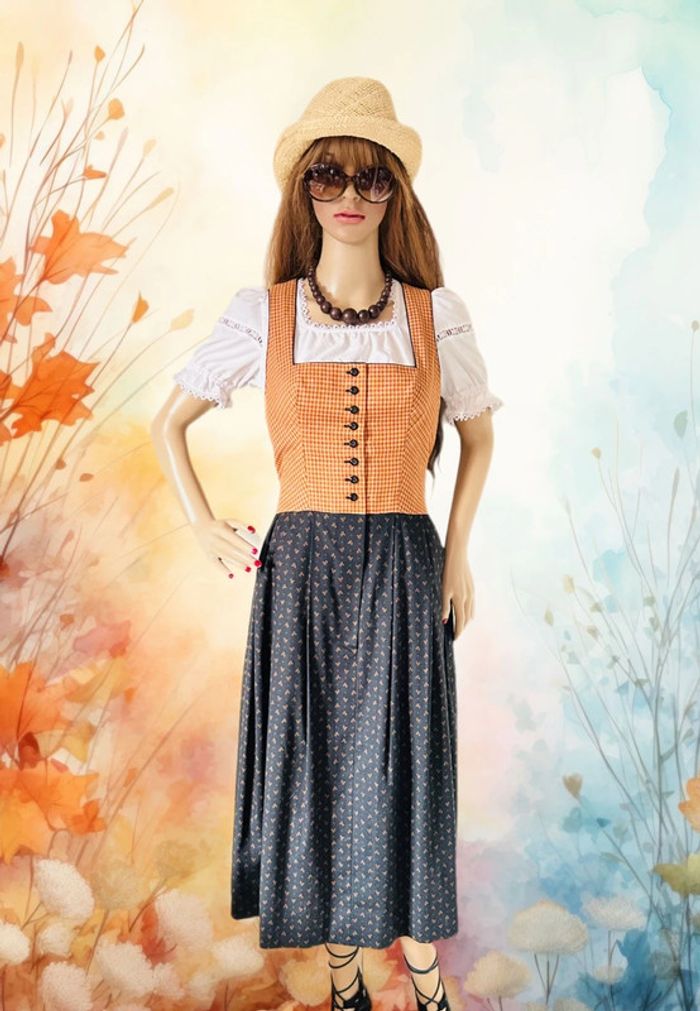 🍁🌿Robe Dirndl vintage artisanale Autrichienne 38/40 Cottagecore Oktoberfest Trachten Long Dress 🌿🍁 - photo numéro 3