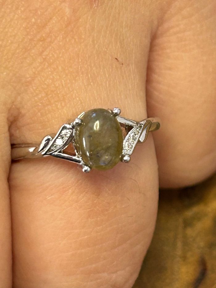 Bague réglable en laiton et labradorite