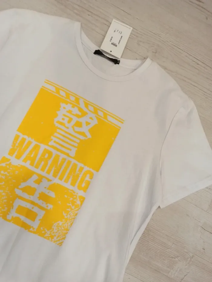 Tee shirt blanc et jaune homme - photo numéro 3
