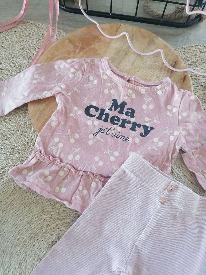 Ensemble blouse ma cherry cerise legging cotelé printemps - photo numéro 5