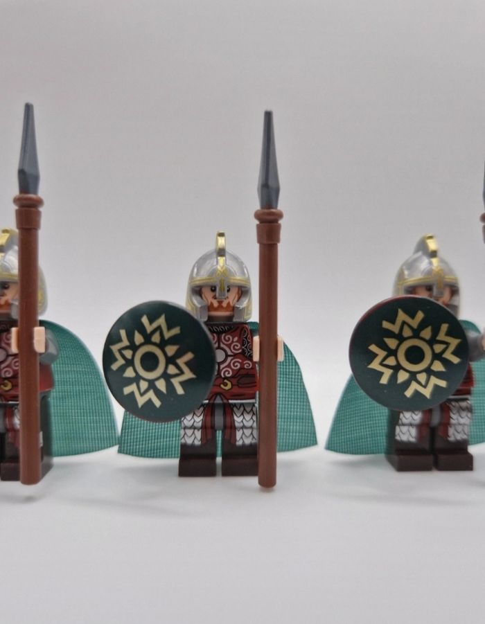 Figurines type lego 4 guerriers du rohan seigneur des anneaux / hobbit - photo numéro 2