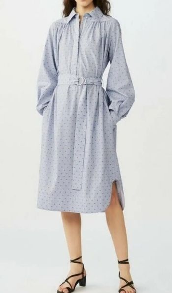 Robe Maje taille 36 coton blanc et bleu printemps été de