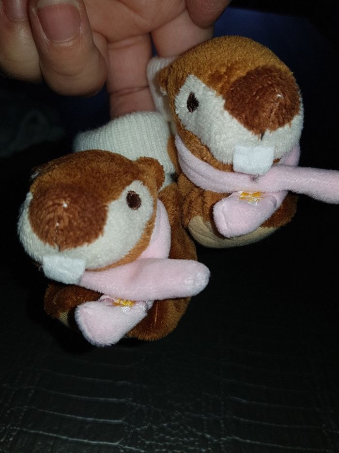 Chaussons naissance fille en peluche écureuil 0/3 mois - photo numéro 2
