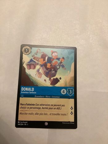 carte disney ravensburger lorcana FR donald héros 144/204.FR.1  Non foil première édition