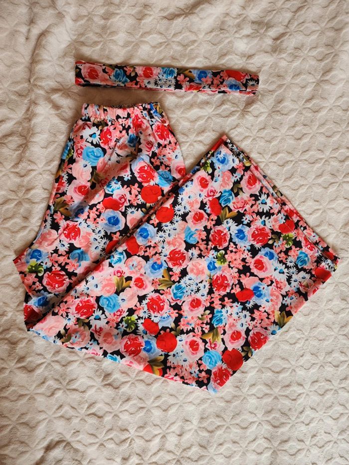 Pantalon / palazzo multicolore fleuris T.38/M