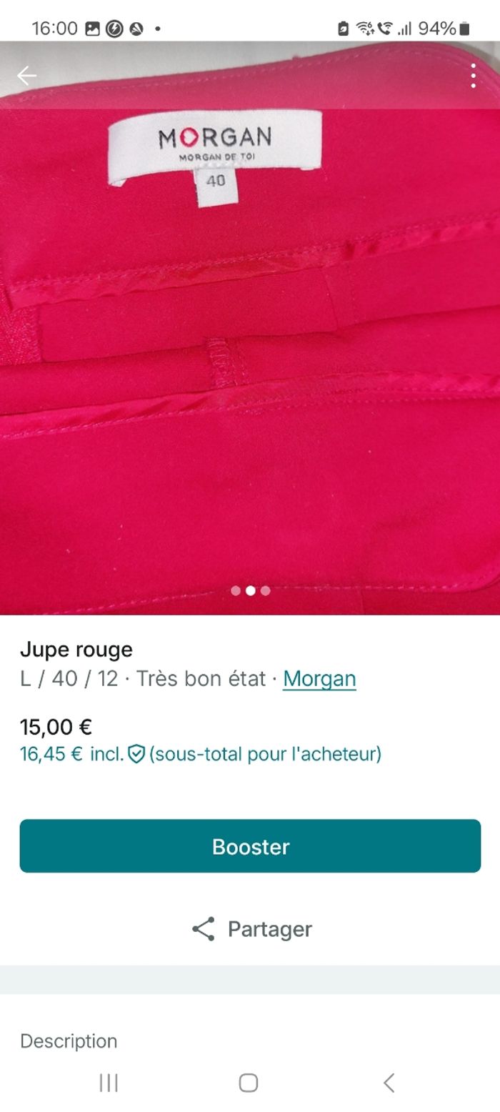 Jupe rouge, morgan