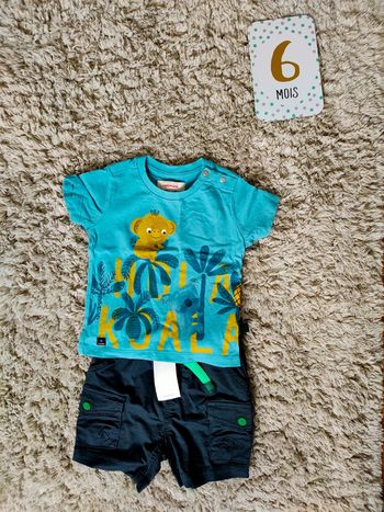 Ensemble short/T-shirt catimini bleu 6 mois