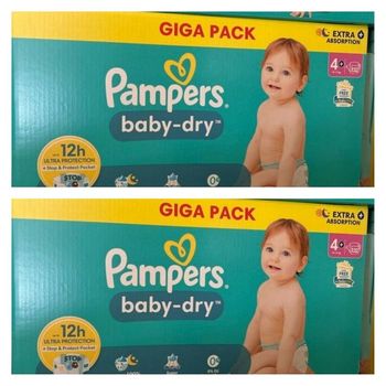 Lot de 264 Couches Pampers Baby Dry 10-15 kg Taille 4+Neuf