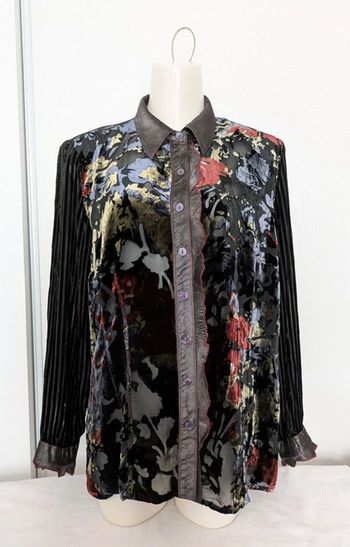 Blouse chemisier coloré en soie et velours - Alain Weiz - taille 44