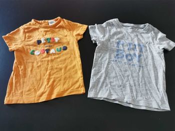 Duo tee shirts "Petit mais costaud / P'tit boy maxi champion" _ garçon_ 24 mois