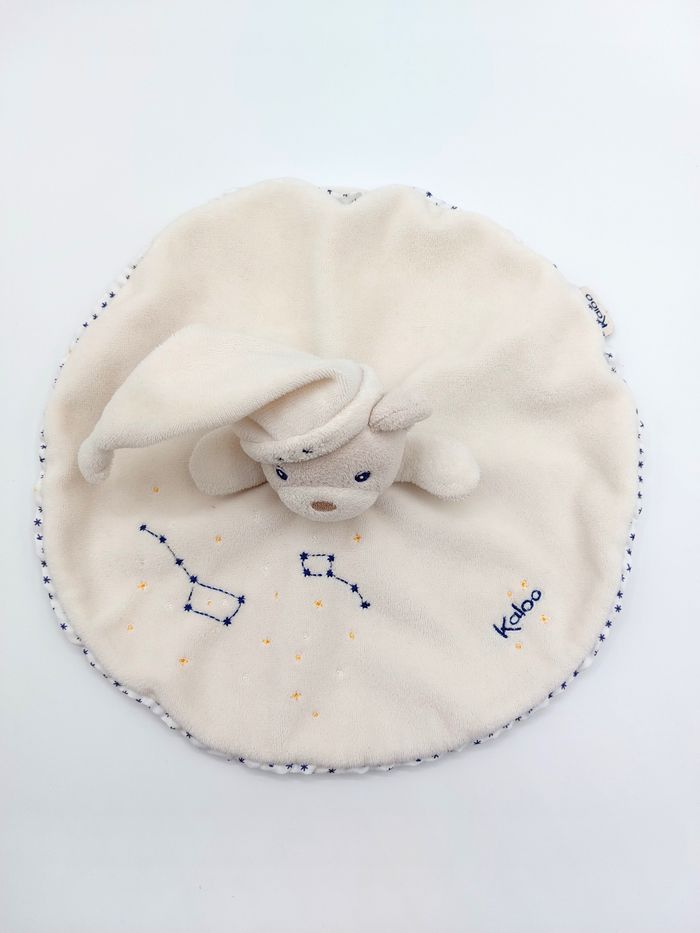 Doudou plat rond ours blanc cassé KALOO 2017 étoiles constellation luminescent - photo numéro 3